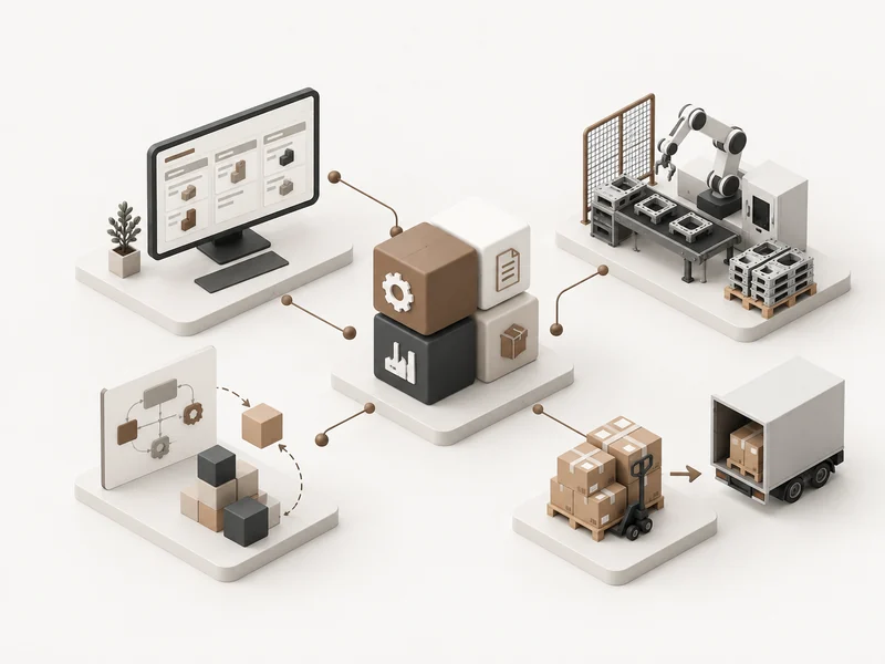 An Odoo installation linking screen, shop floor, production flow and shipping