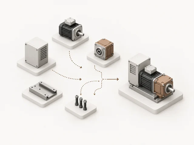 Standard components coming together into a finished geared motor