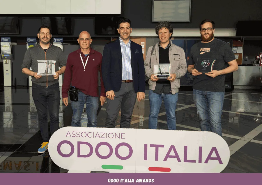The 2023 award winners, at the Associazione Odoo Italia ceremony
