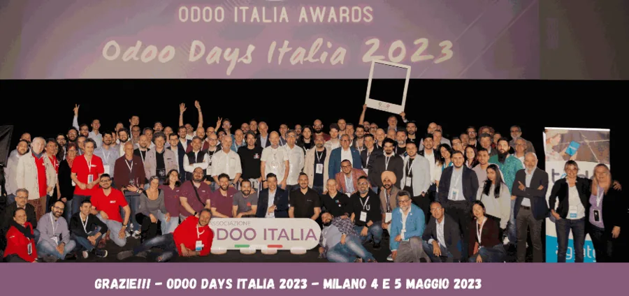La foto di gruppo di Odoo Days Italia 2023